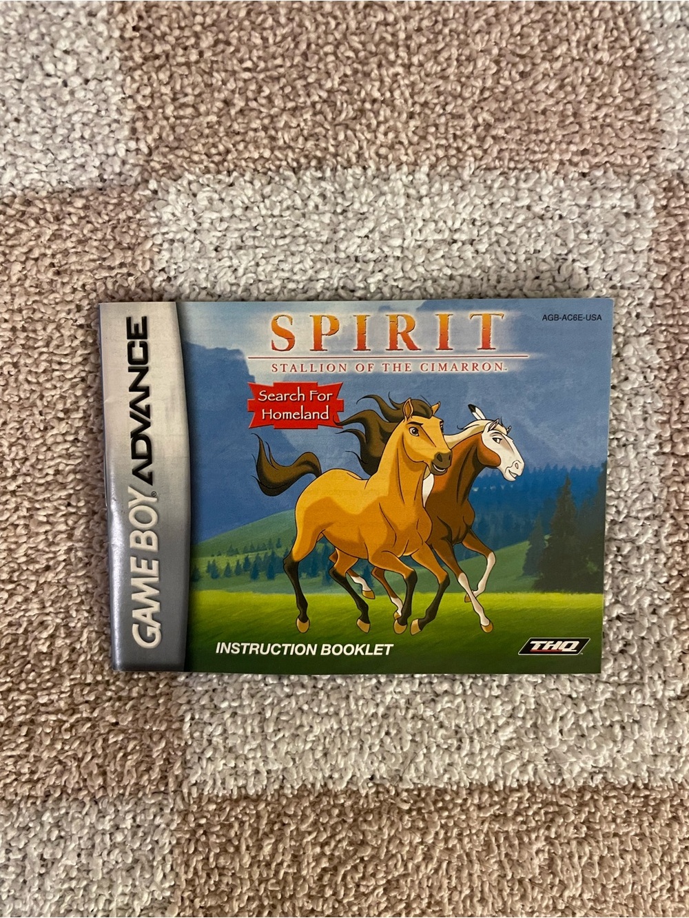 Gameboy Spirit Stallion of the Cimarron instruction booklet manual